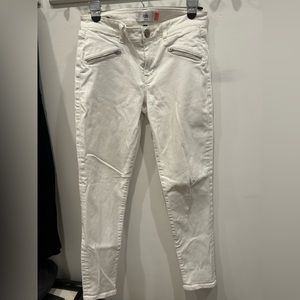 CAbi White Jeans with Front Pocket Zippers